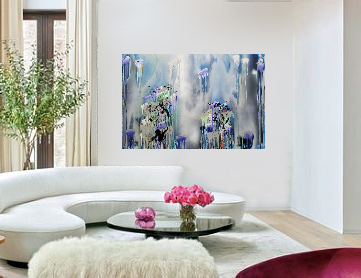 Peinture 200830 - 97x146cm/38,1’x57,4’ - Polymer and spray paint on polycarbonate, on canvas