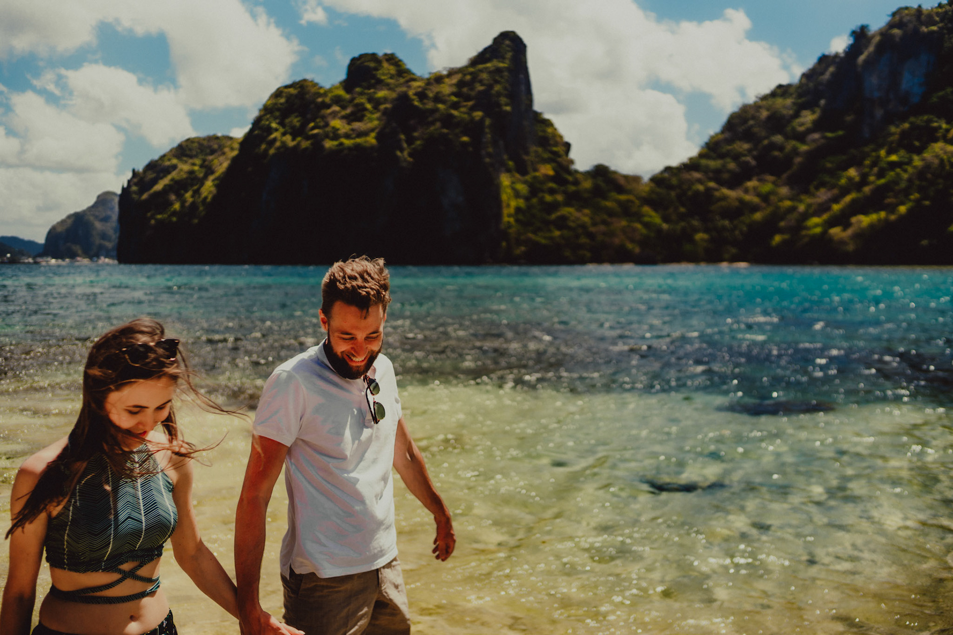 An island hopping tour with a travel couple on their honeymoon, Cadlao Island, El Nido, Palawan, Philippines, Southeast Asia, February 2019, Sony A7III.