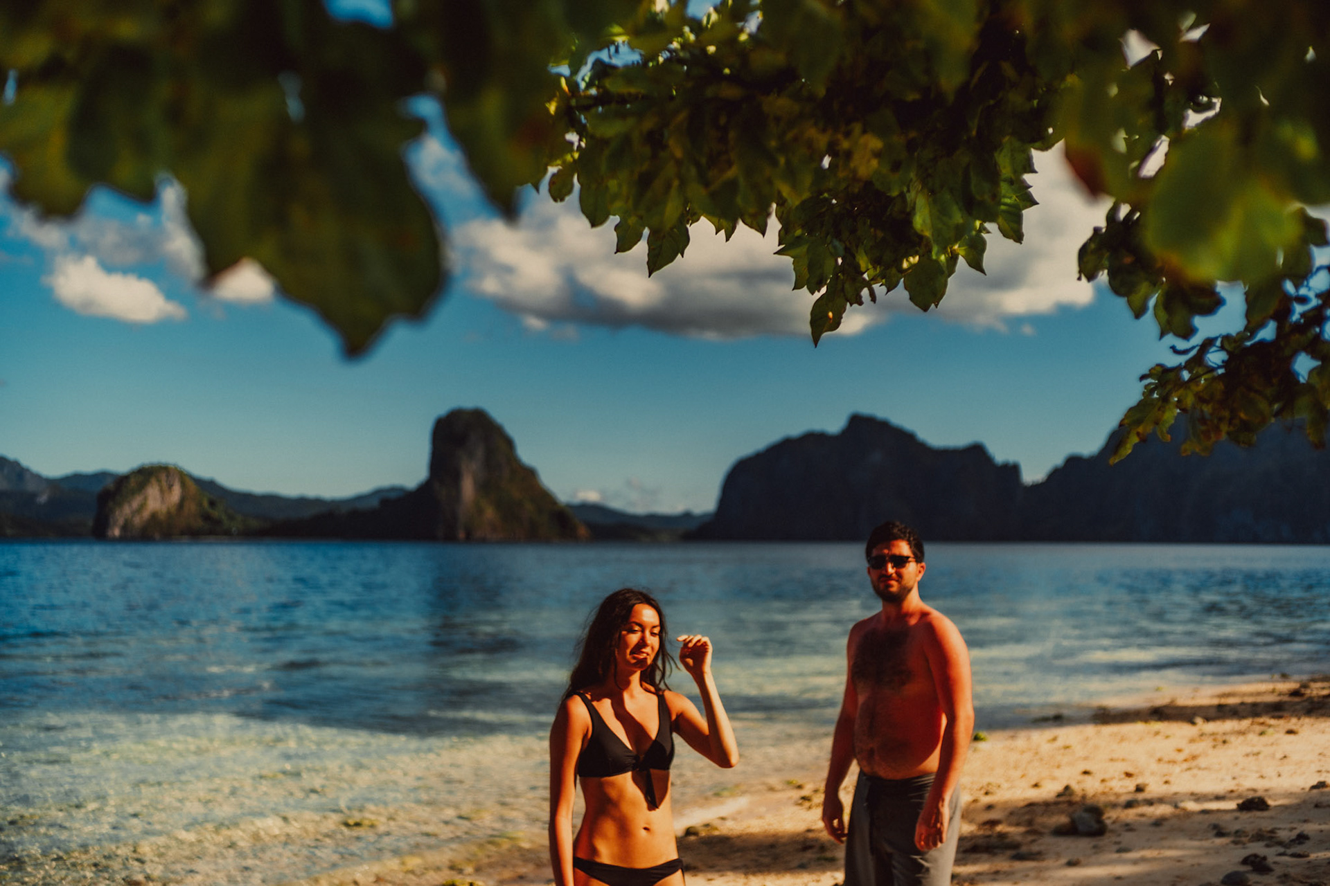 Couple portraits on the island's southeast beach, Pinagbuyutan Island, El Nido, Palawan, Philippines, Southeast Asia, March 2020, Sony A7III.