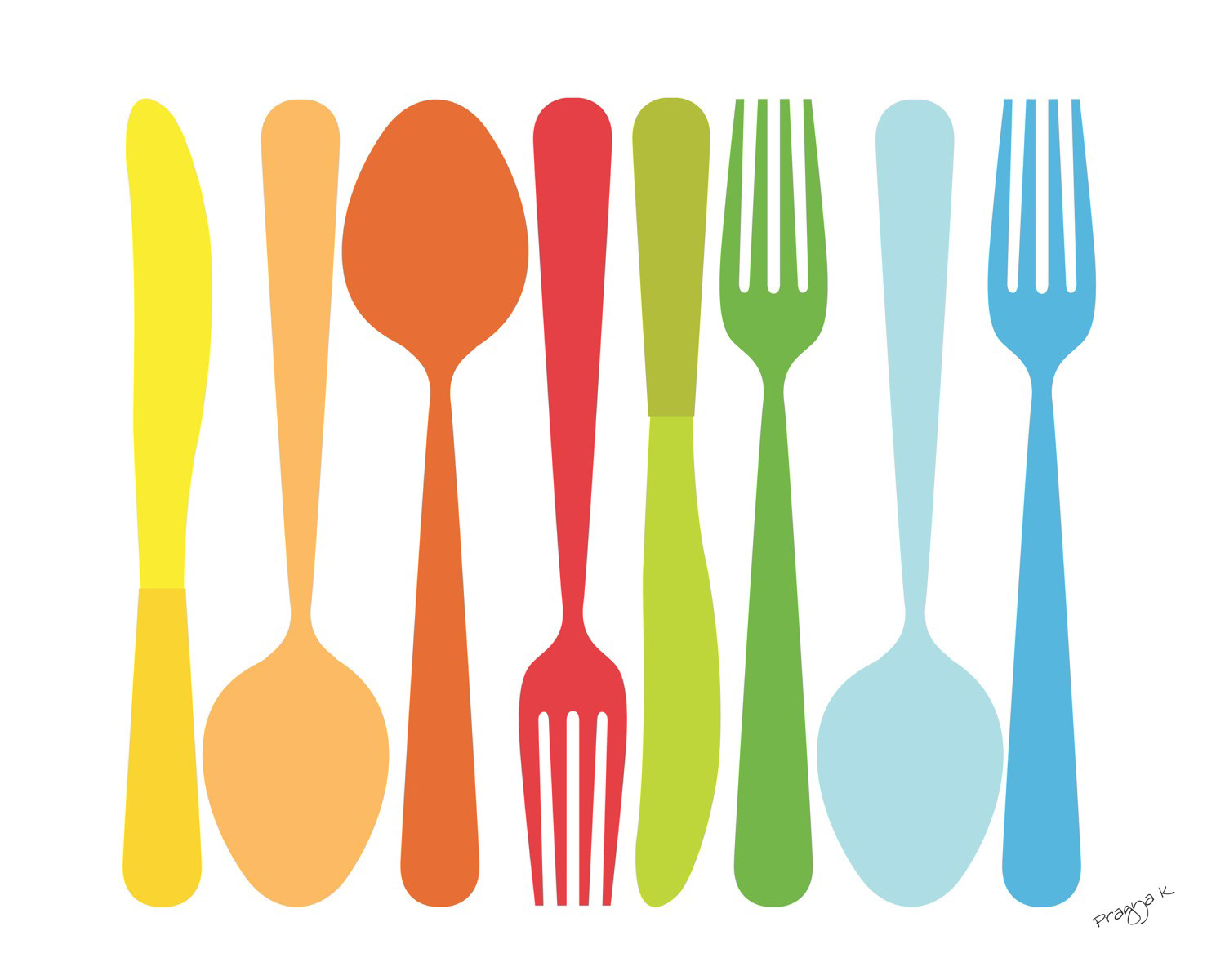Spoon, fork and knife