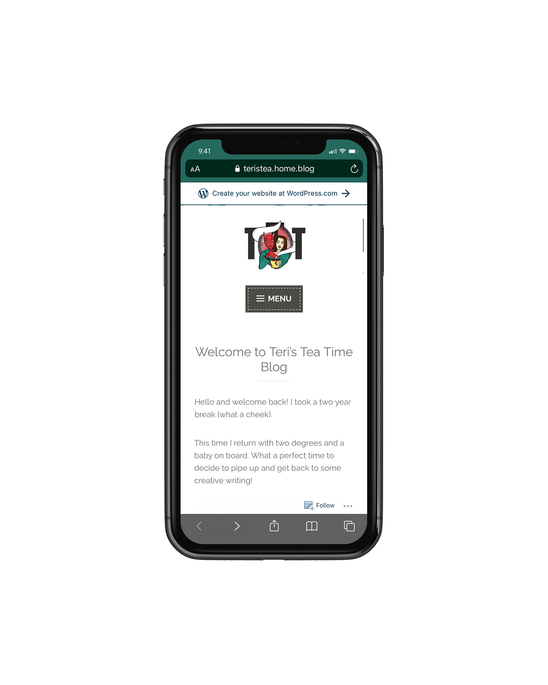Teri's Tea Time Blog Responsive Iphone.