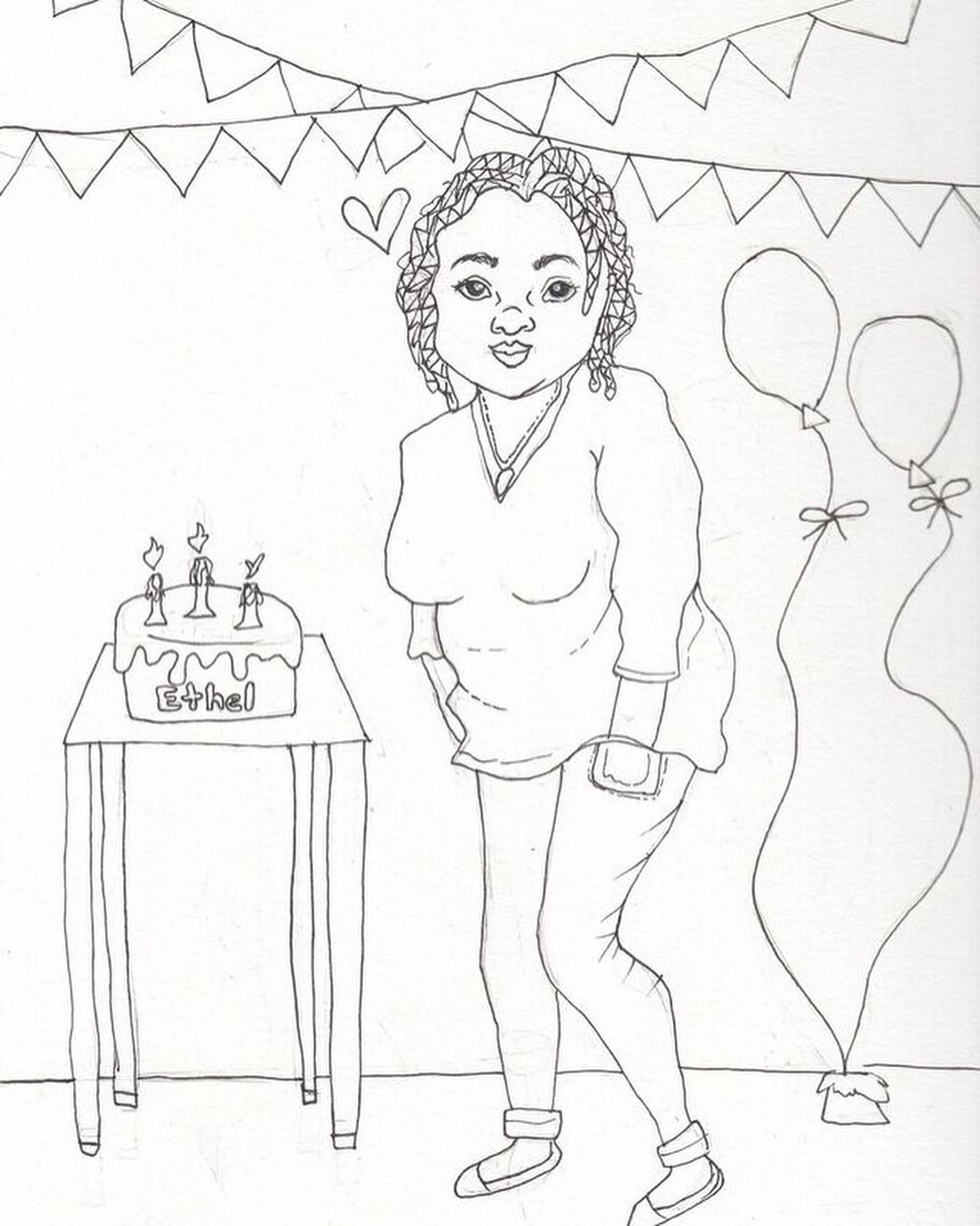 Ethel Watercolor Portrait Outline