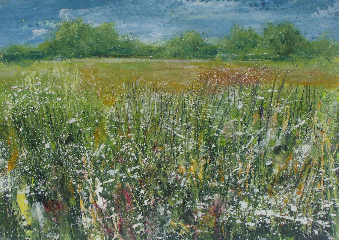 Summer Meadow - Mixed media on paper - 15cms x 20cms