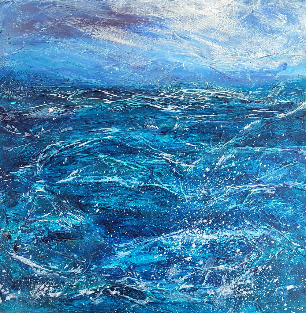 Deep Water - Mixed media on box framed canvas - 30cms x 30cms