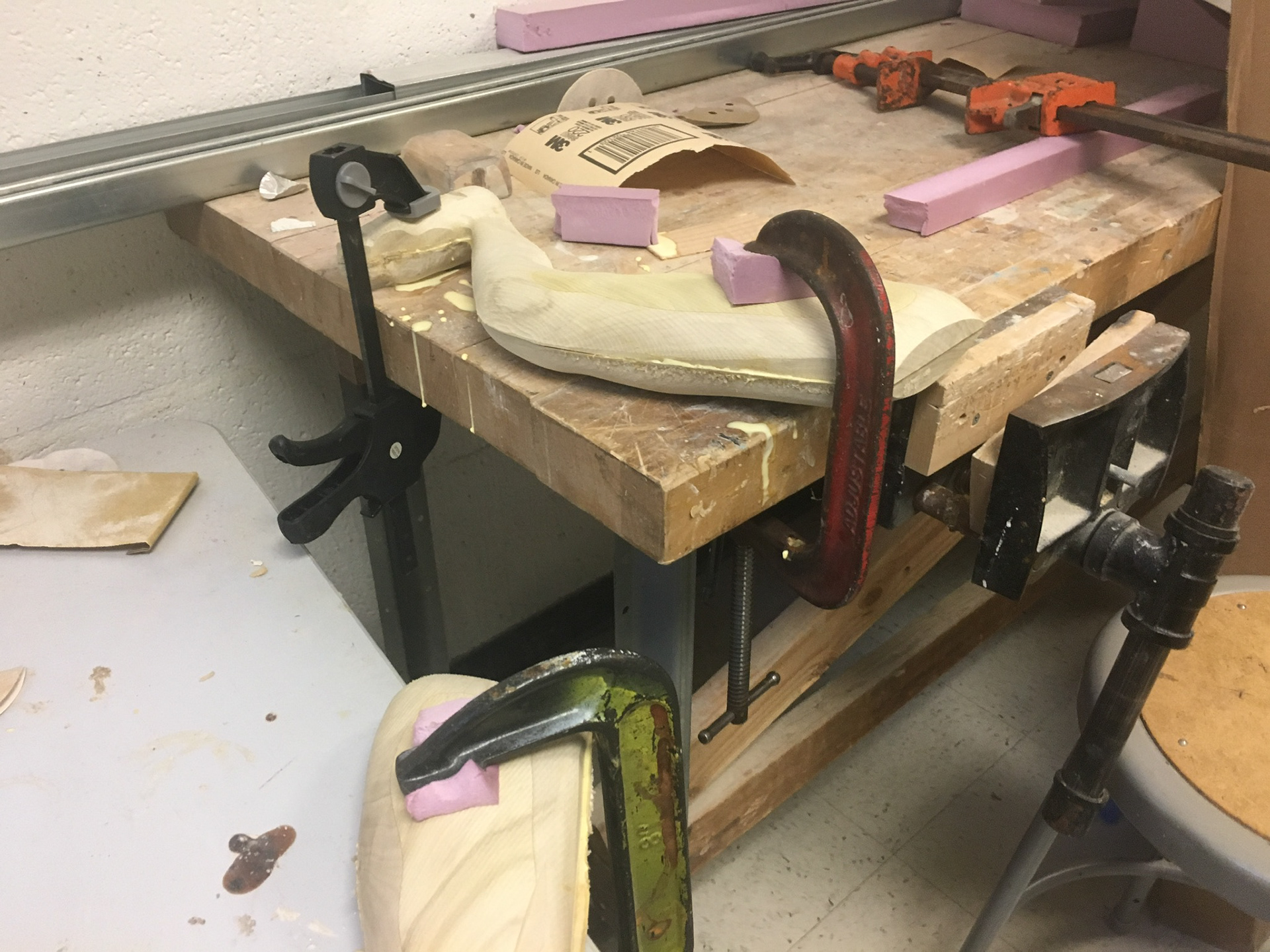 Gluing leg halves together