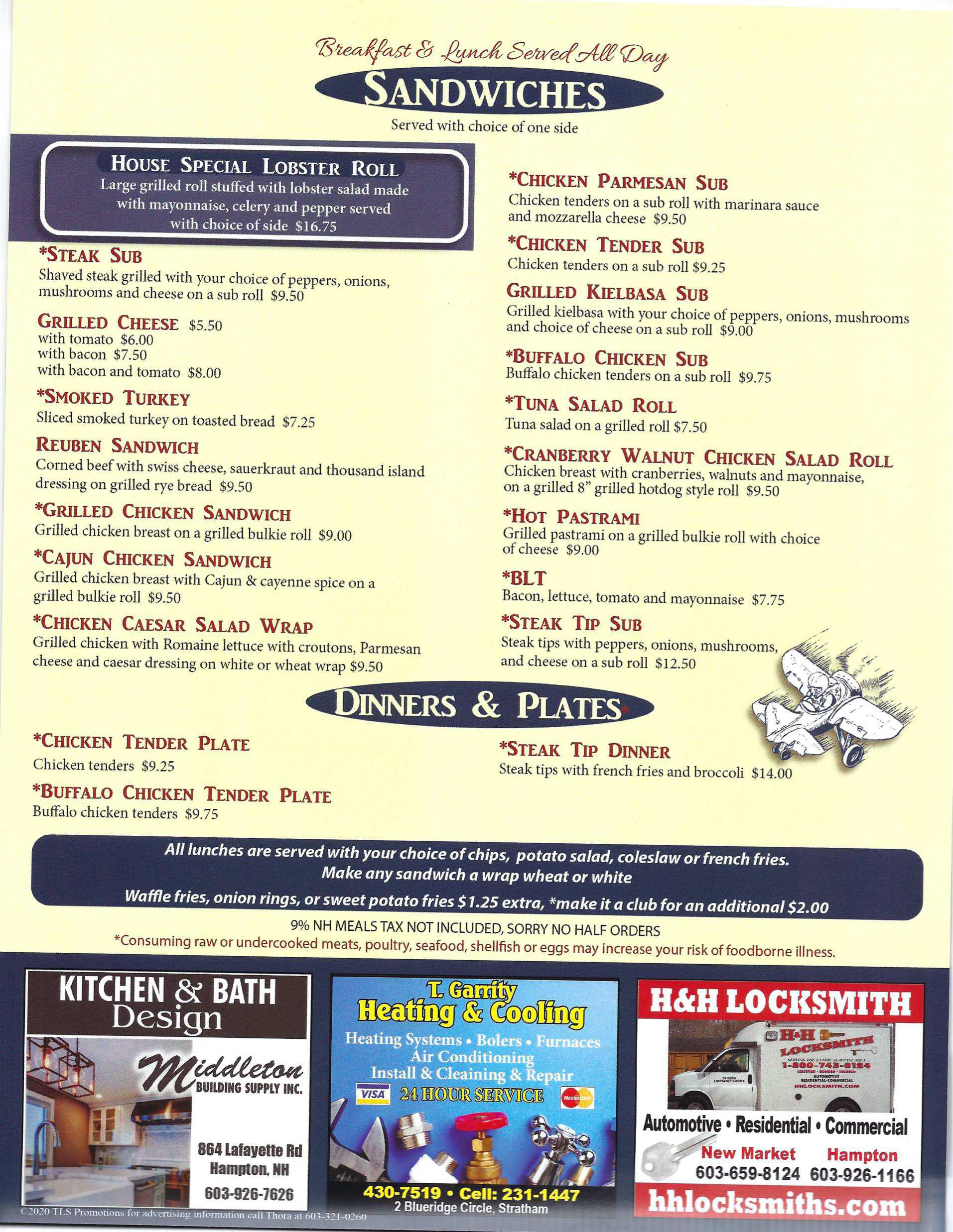 The Airfield Cafe - Menu