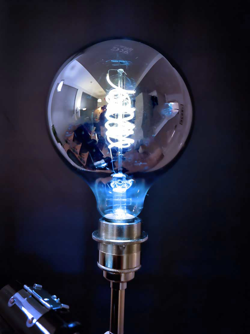 Oversized vintage Edison globe bulb with spiral filament