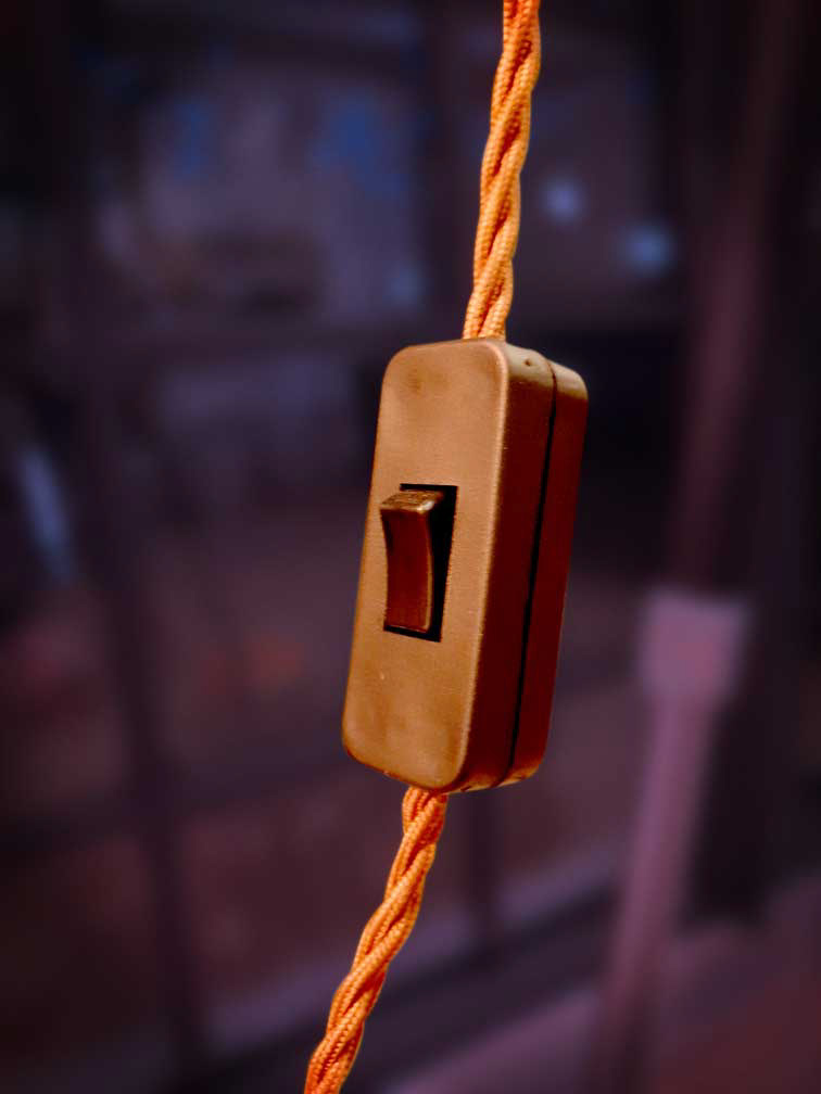 Inline switch with vintage braided cable