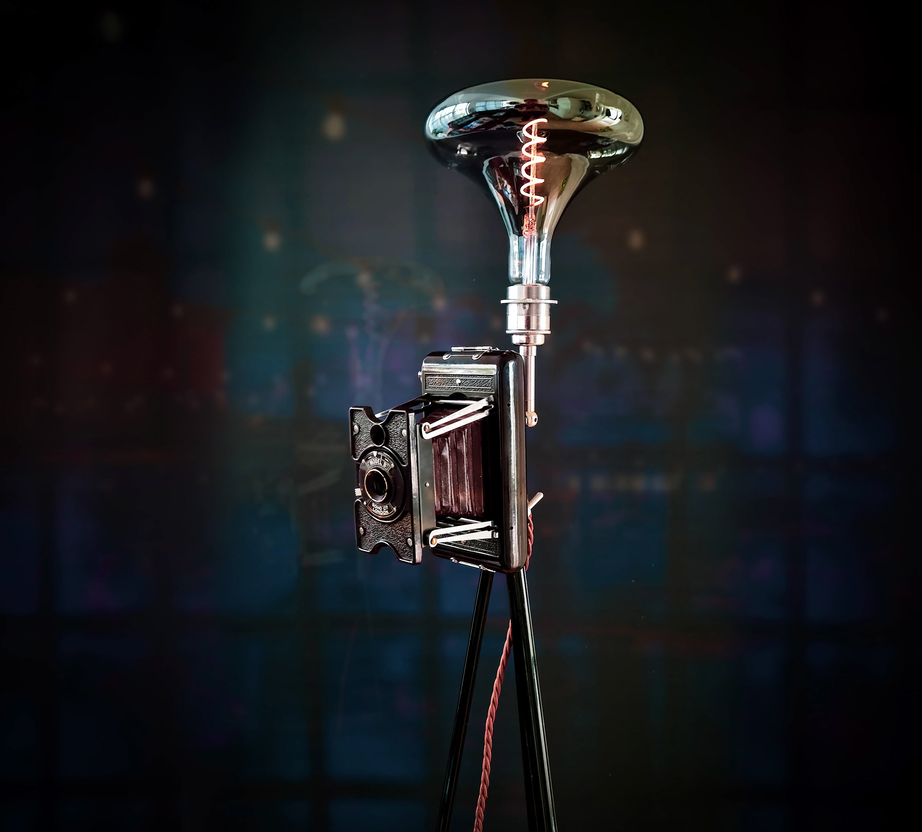 Upcycled Vintage 1930s Art Deco Soho Camera Tripod Lamp