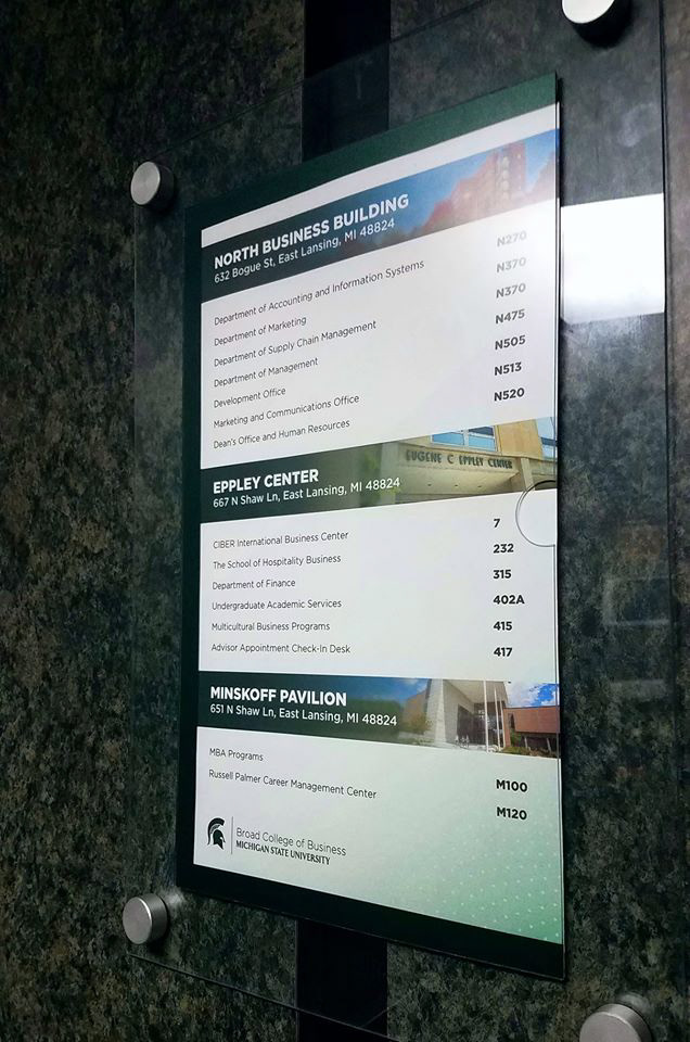 MSU College of Business Elevator Way Finding