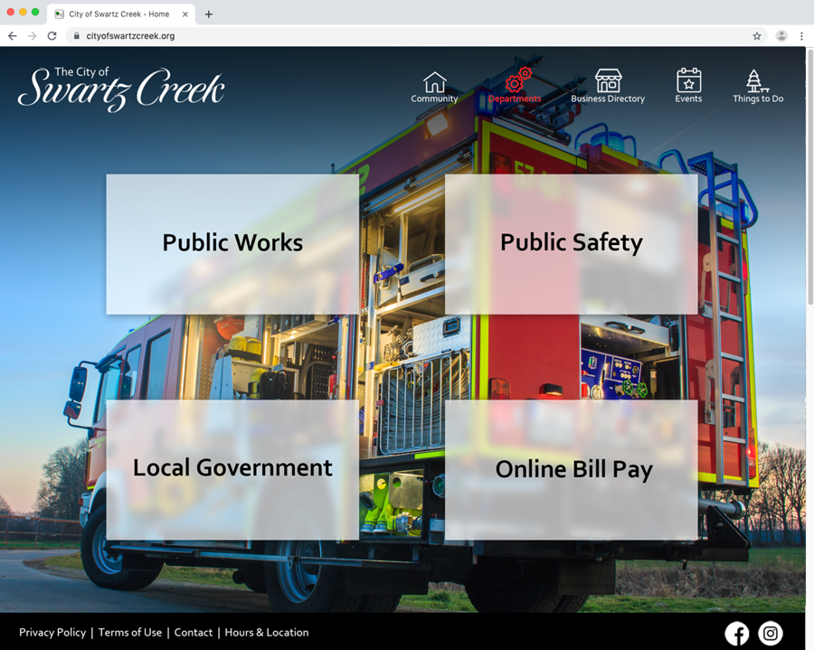 City of Swartz Creek - Website Redesign Mock Up, Public Works Page
