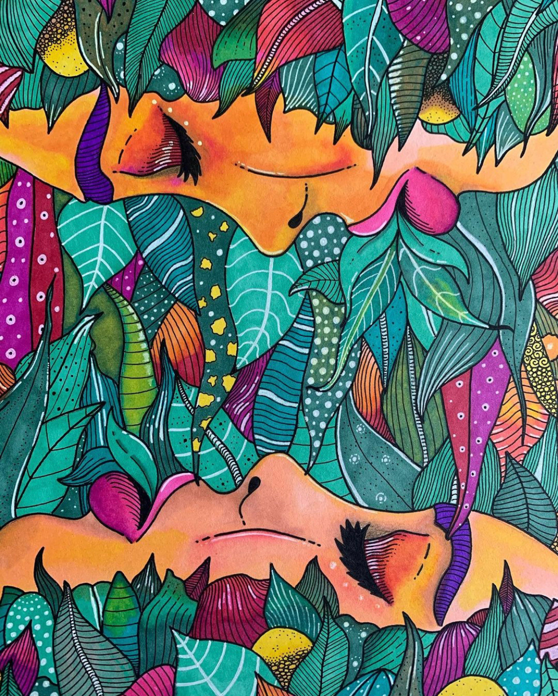 "Euphoria" 8 x 10 inches, Marker and Ink