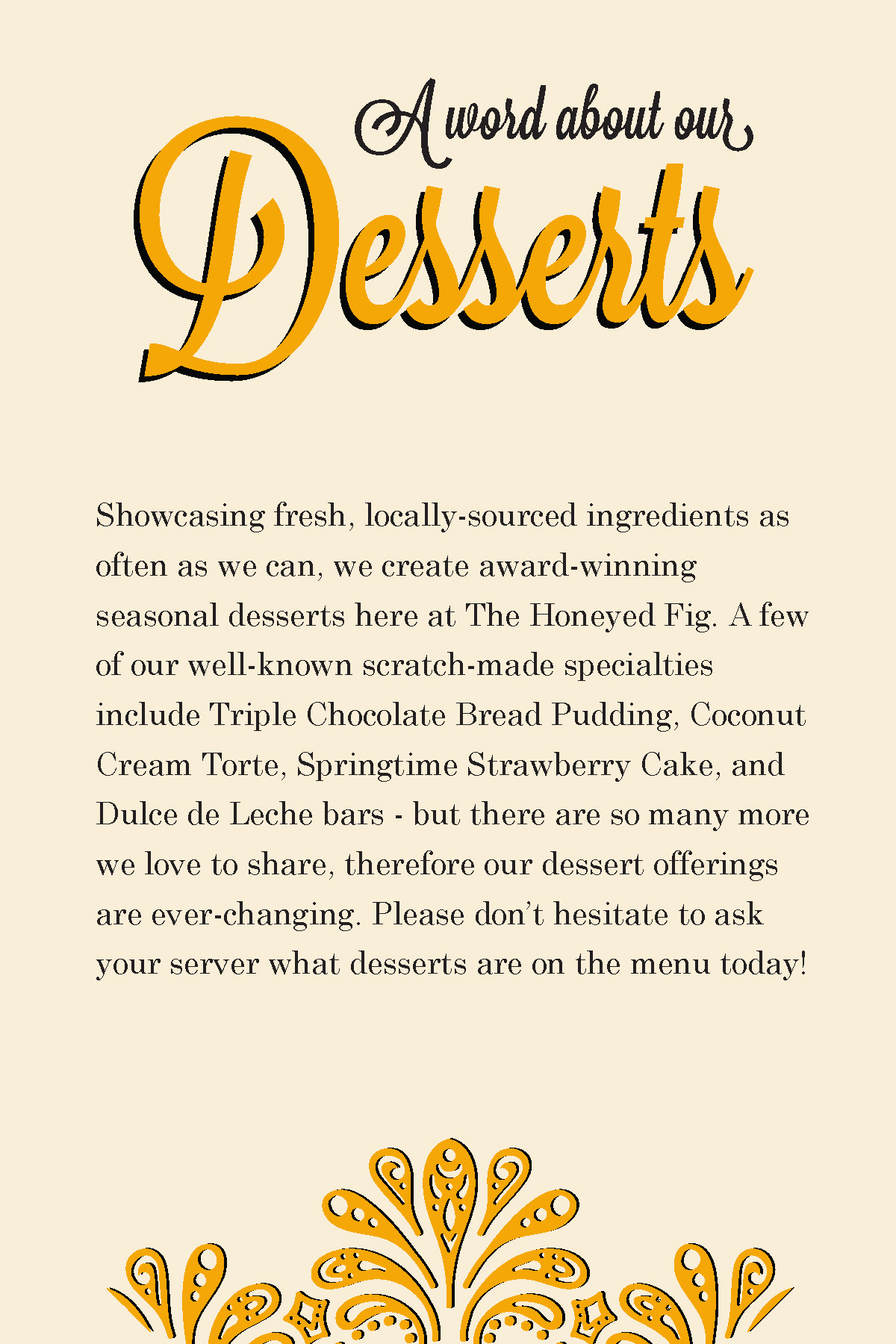 Side two of a standing table card insert