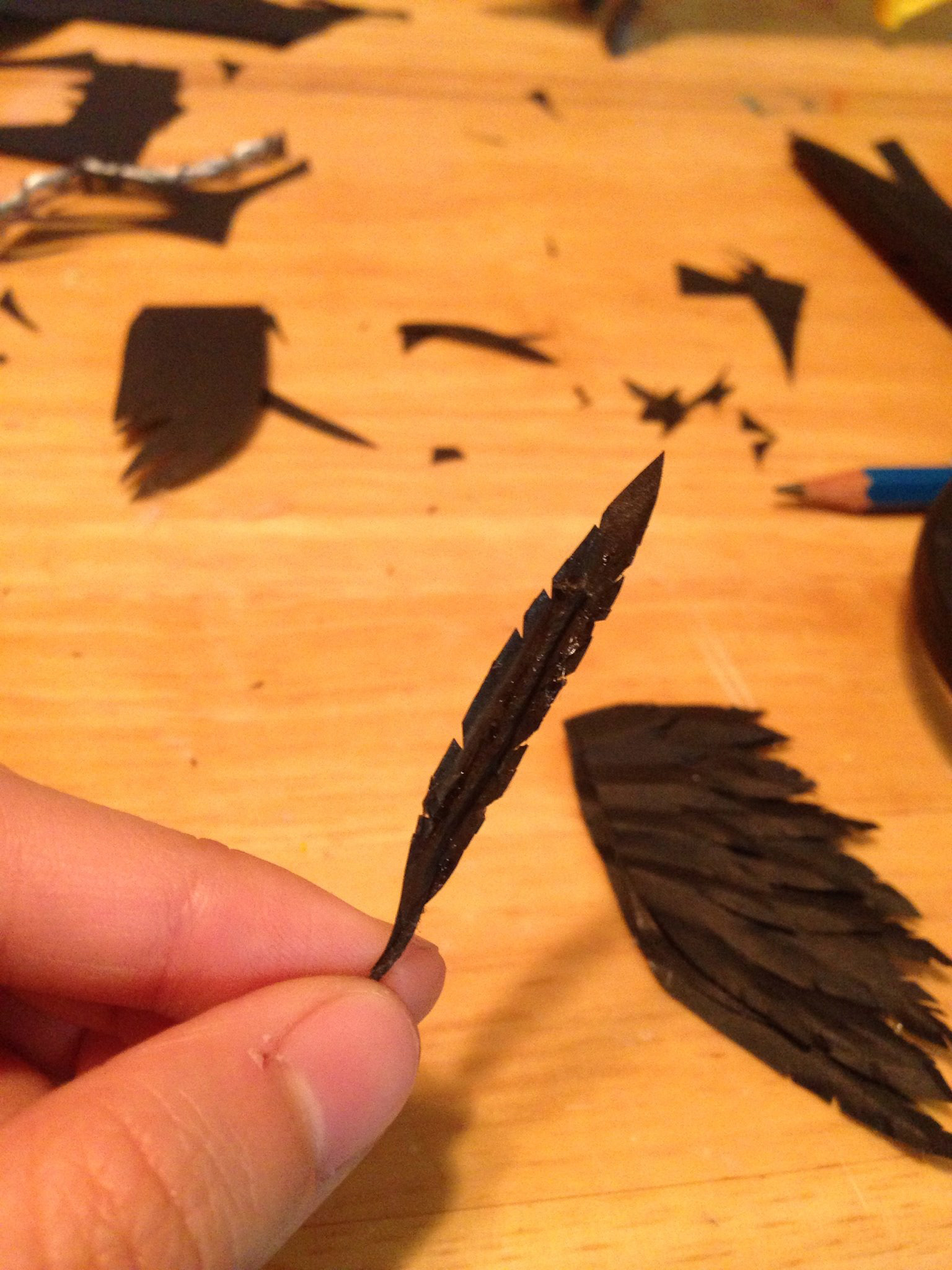 Step 2: Add wire to individual feathers