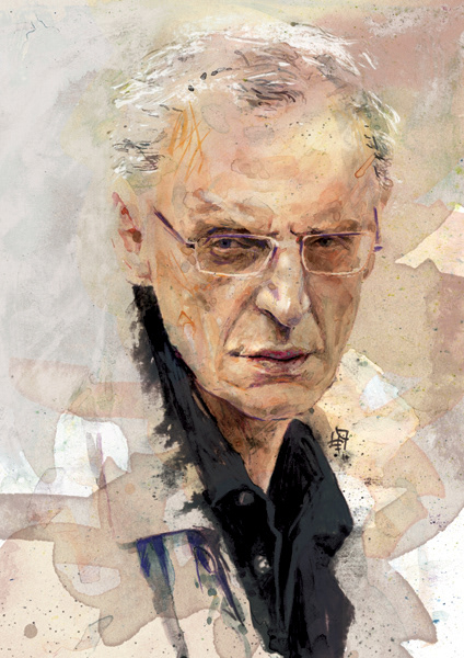 Eustachy Rylski, unpublished (the interview was not published after all), watercolor and digital collage, A4, 2010