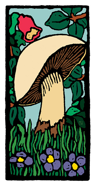 Mushroom (linocut, digitally colored)