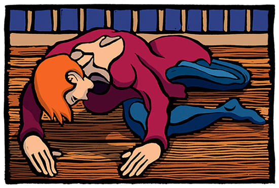 Dancer (linocut, digitally colored)