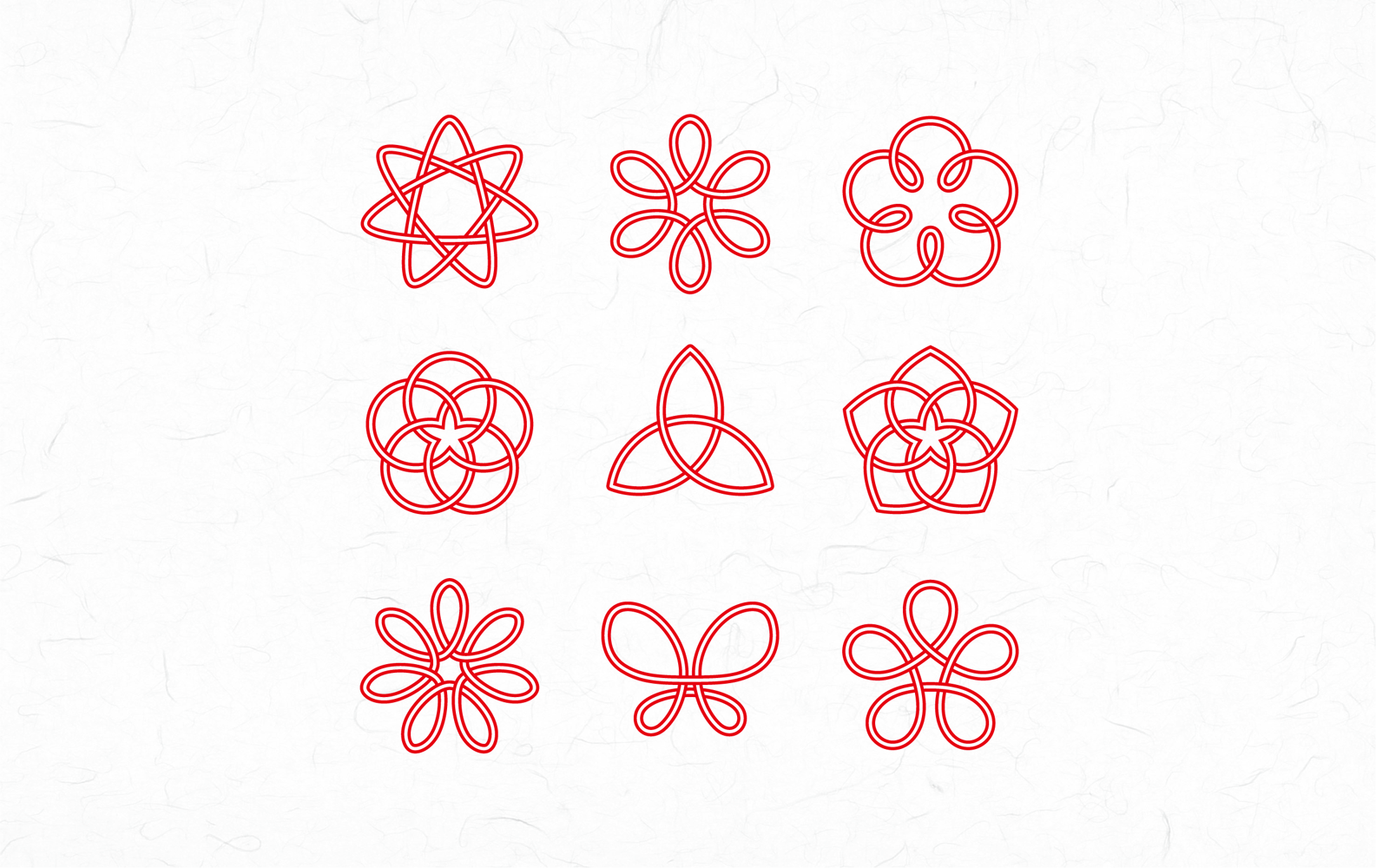 Decorative Japanese cord Icons | Celebration Symbols | Double
