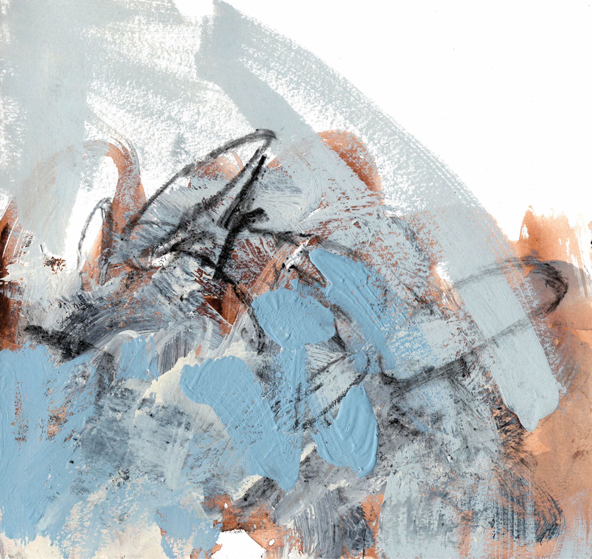 Above Sea Level No. 3 | 2021 | 10 1/4 x 9 5/8 in. | Watercolor, enamel, and charcoal on museum 8-ply matboard | Sold