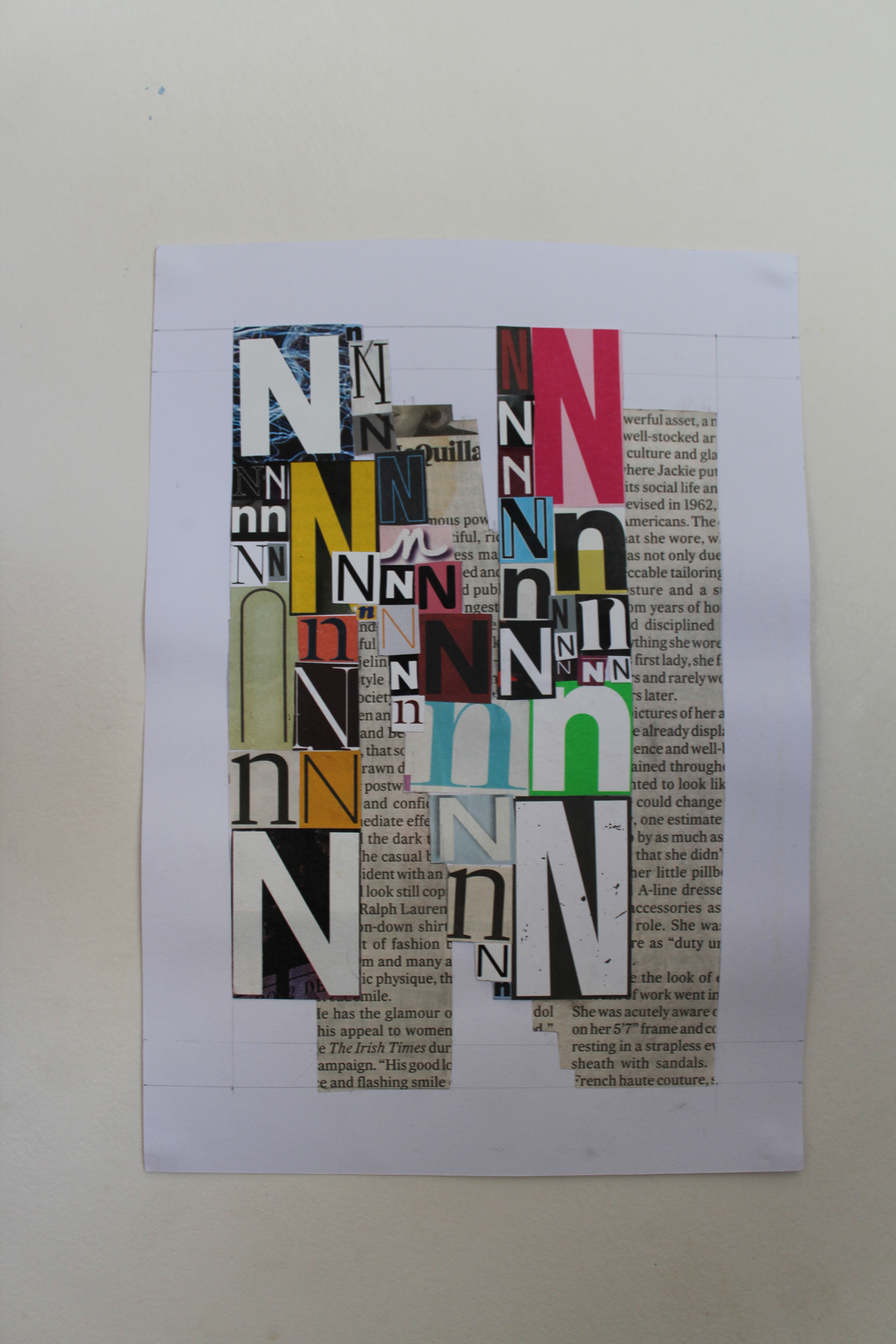 Collage of Ns, to represent the variety of fonts