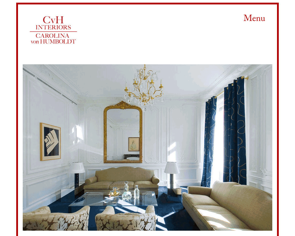 Website and online portfolio for Carolina Von Humboldt / CvH Interiors - interior deisgner in Manhattan, New York City