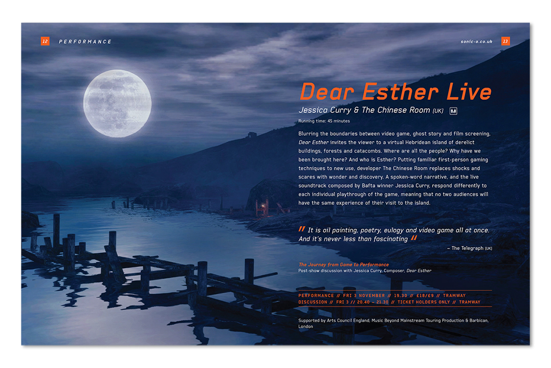 Dear Esther Live, brochure / programme spread