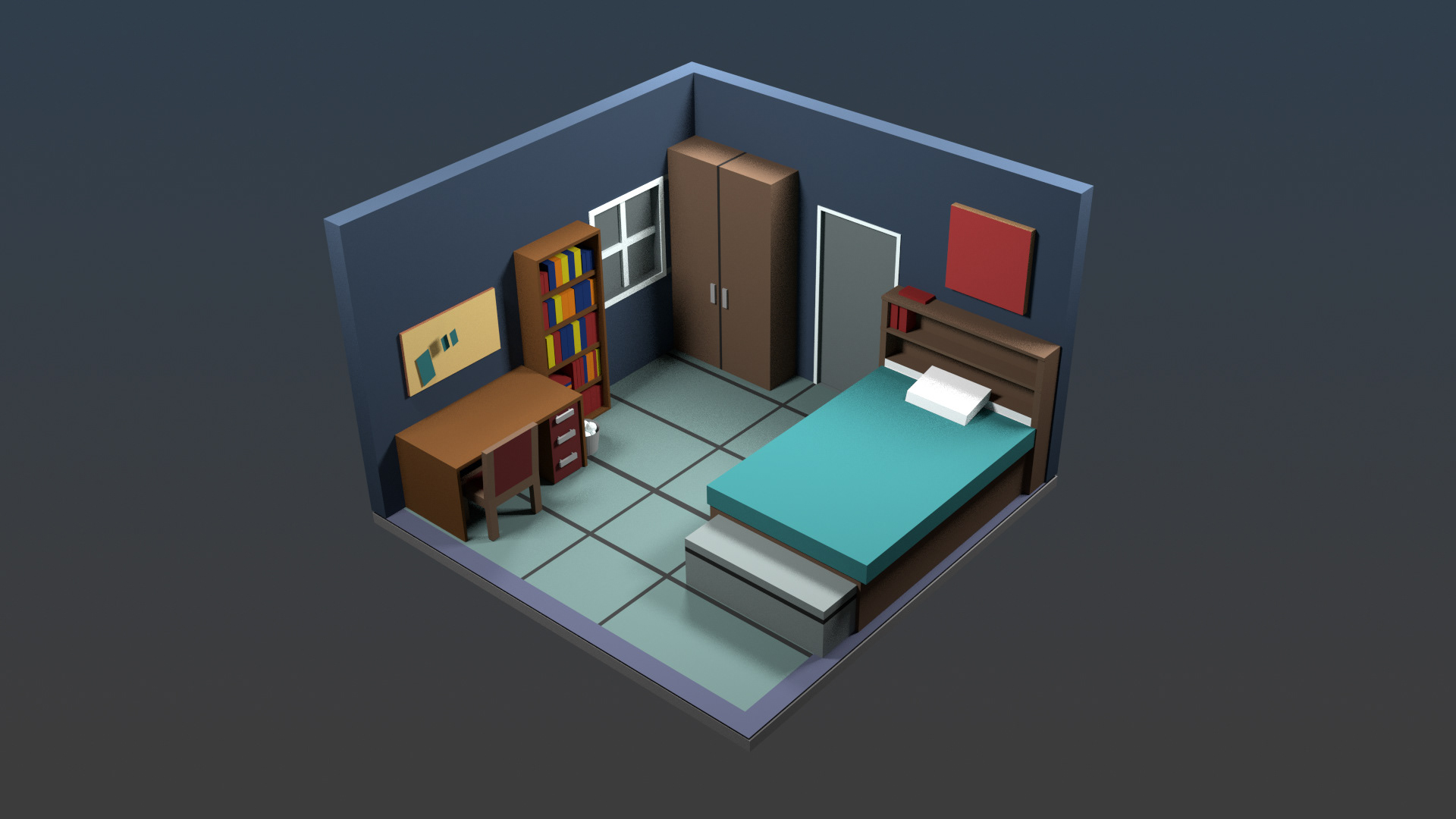 Как сделать интерьер комнаты Jennifer Abbott - Dorm Room (Low-Poly 3D)