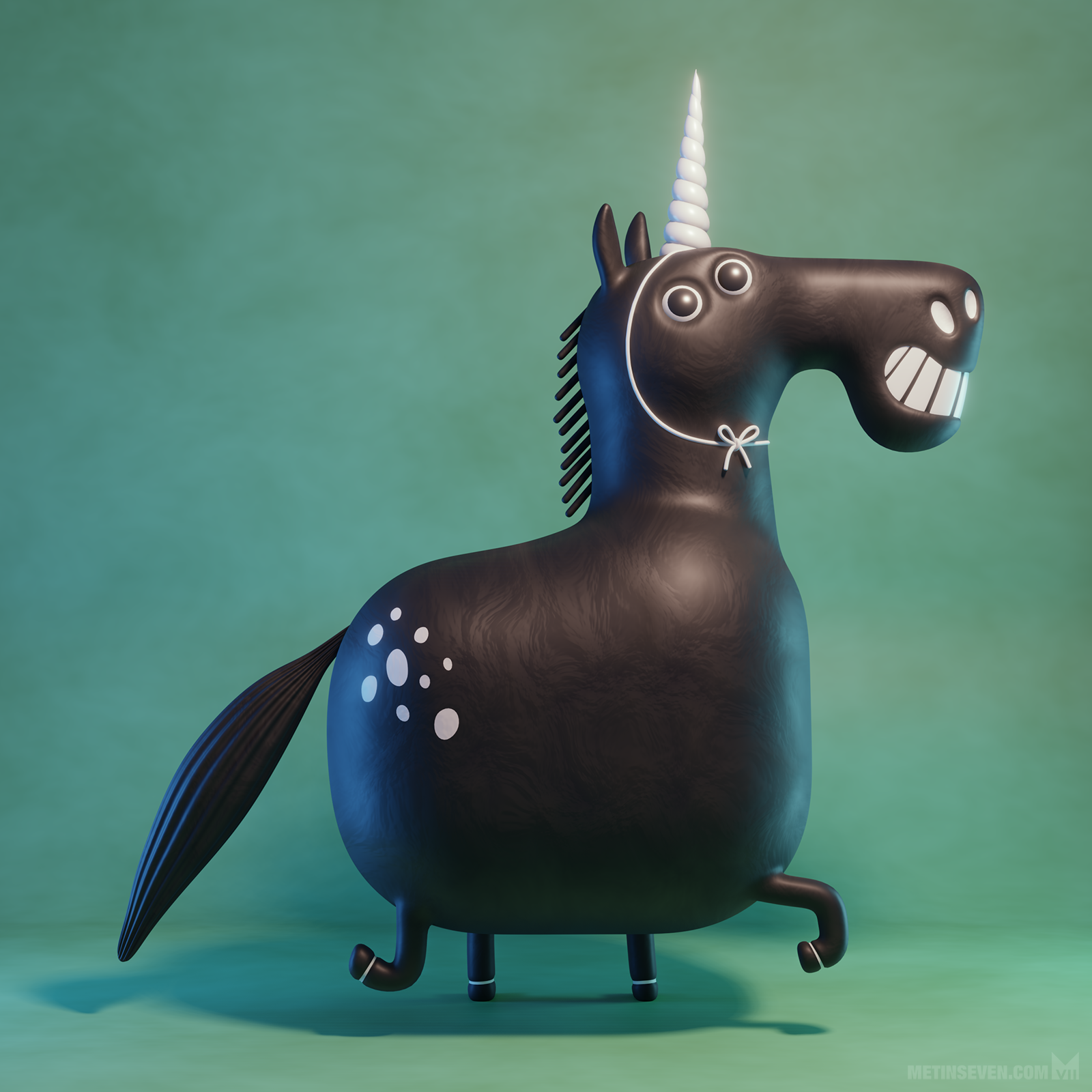 horse, unicorn, horn, whimsical, funny, crazy, cartoon, character, design, characterdesign, 3d, illustration, illustrator, blender, blender3d, b3d, eevee