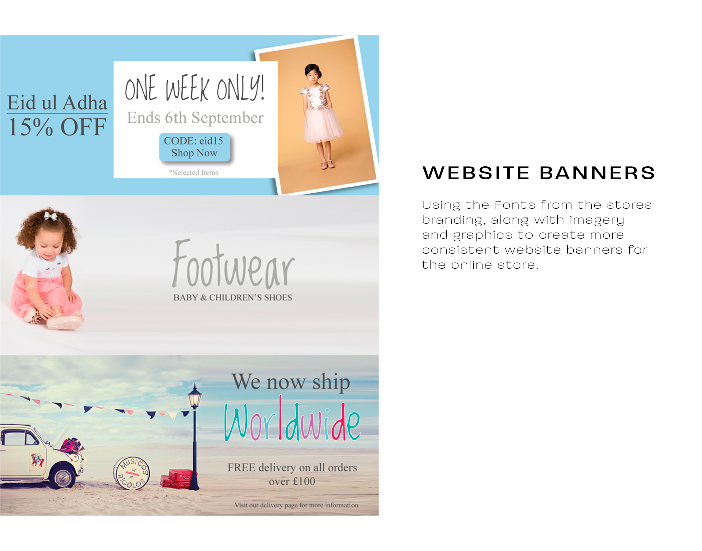 Website banner design for bolton Kids fashion mart shop