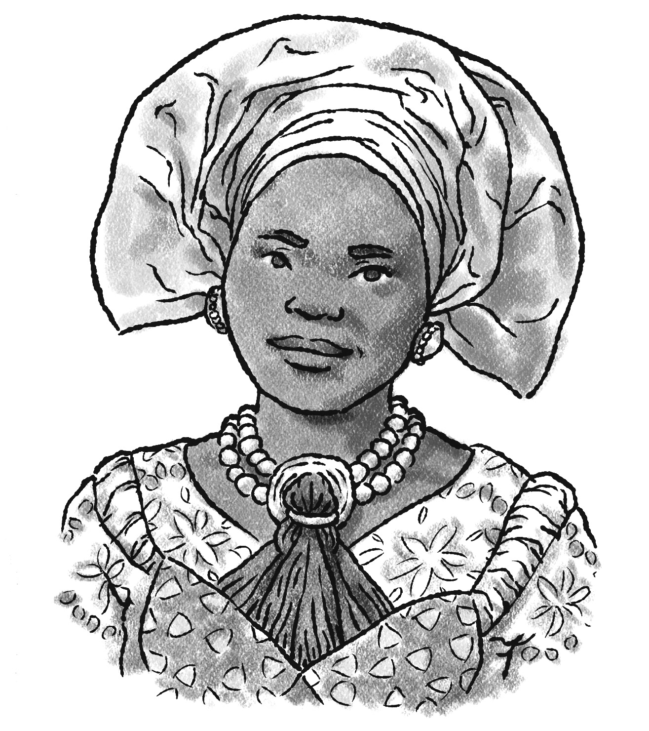 Afrikanische Nigerianische Königin mit Kopfschmuck. Illustration.