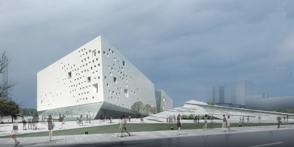 moma, chengdu, ramoprimo, four museum blocks, pedestrian island,