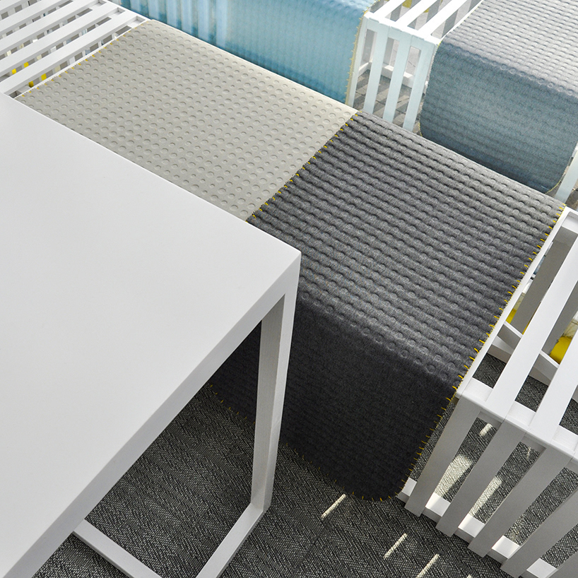 ramoprimo, benches, tables, white pine wood, strips