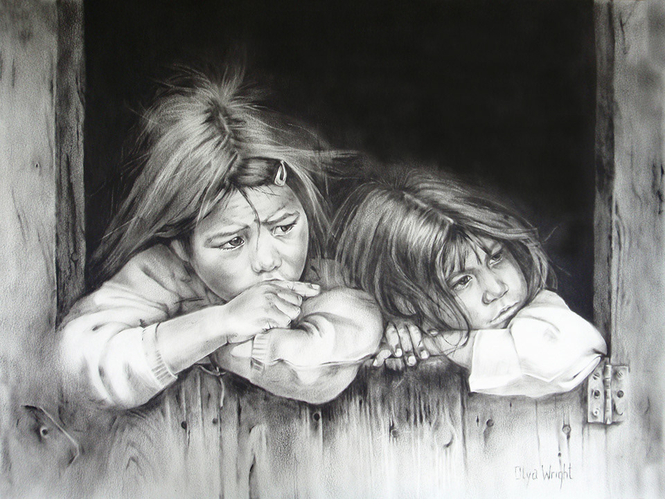 "Watching the World" / Dry brush / 18 x 24 / Available