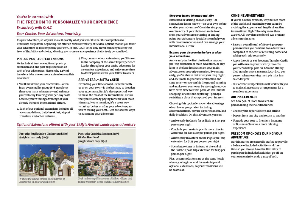 Travel Planning Guide - Freedom to Personalize Your Experience