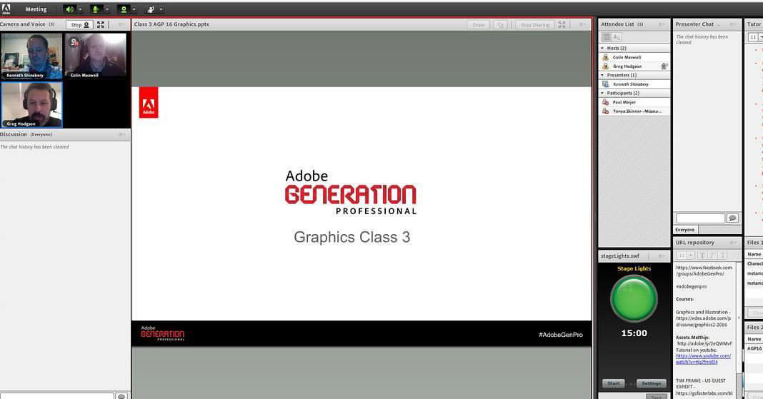 Setting up the Adobe Gen Pro Illustration lecture with Greg and Colin.