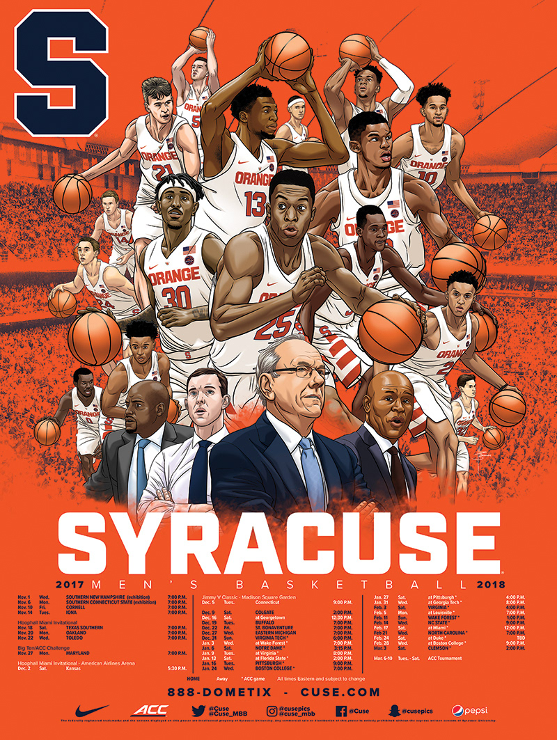 Michael Borkowski - Syracuse Men's Basketball 2017-18 schedule poster art