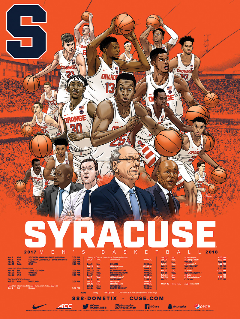 Michael Borkowski Syracuse Men's Basketball 201718 schedule poster art