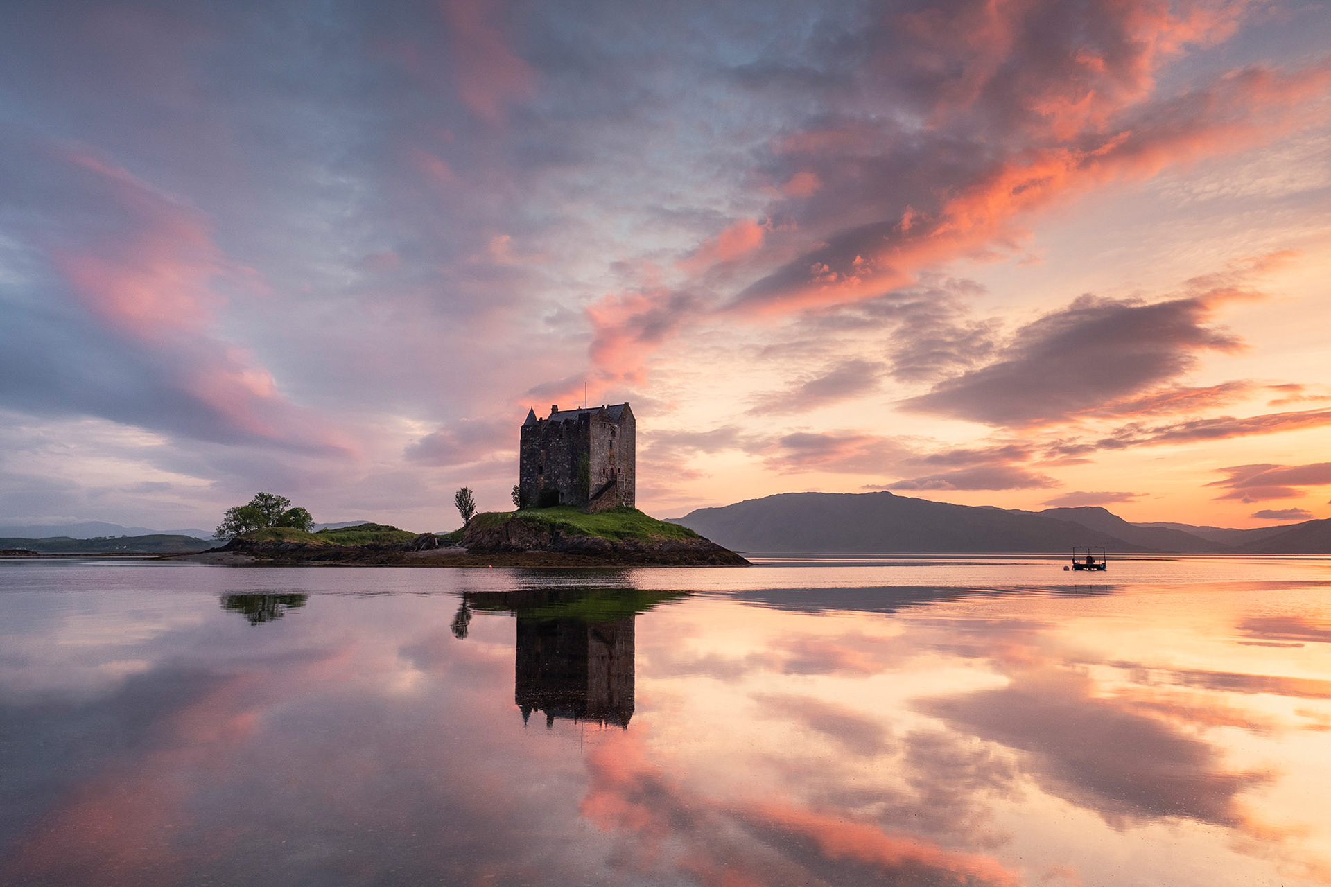 panoramic Sunset at Castle Stalker