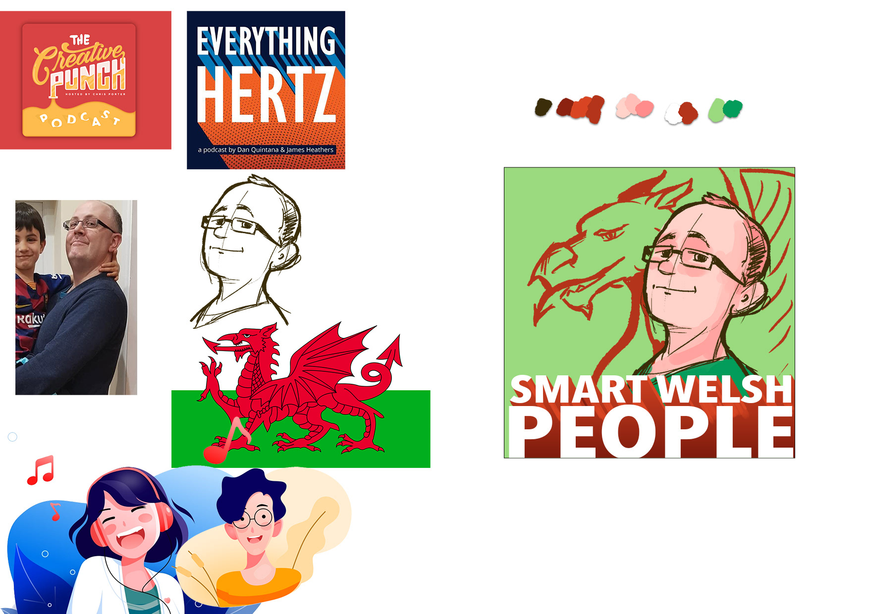 Idea 2 Playing to the Welsh flag and pairing it down a strong, bold text and confident, friendly cartoon