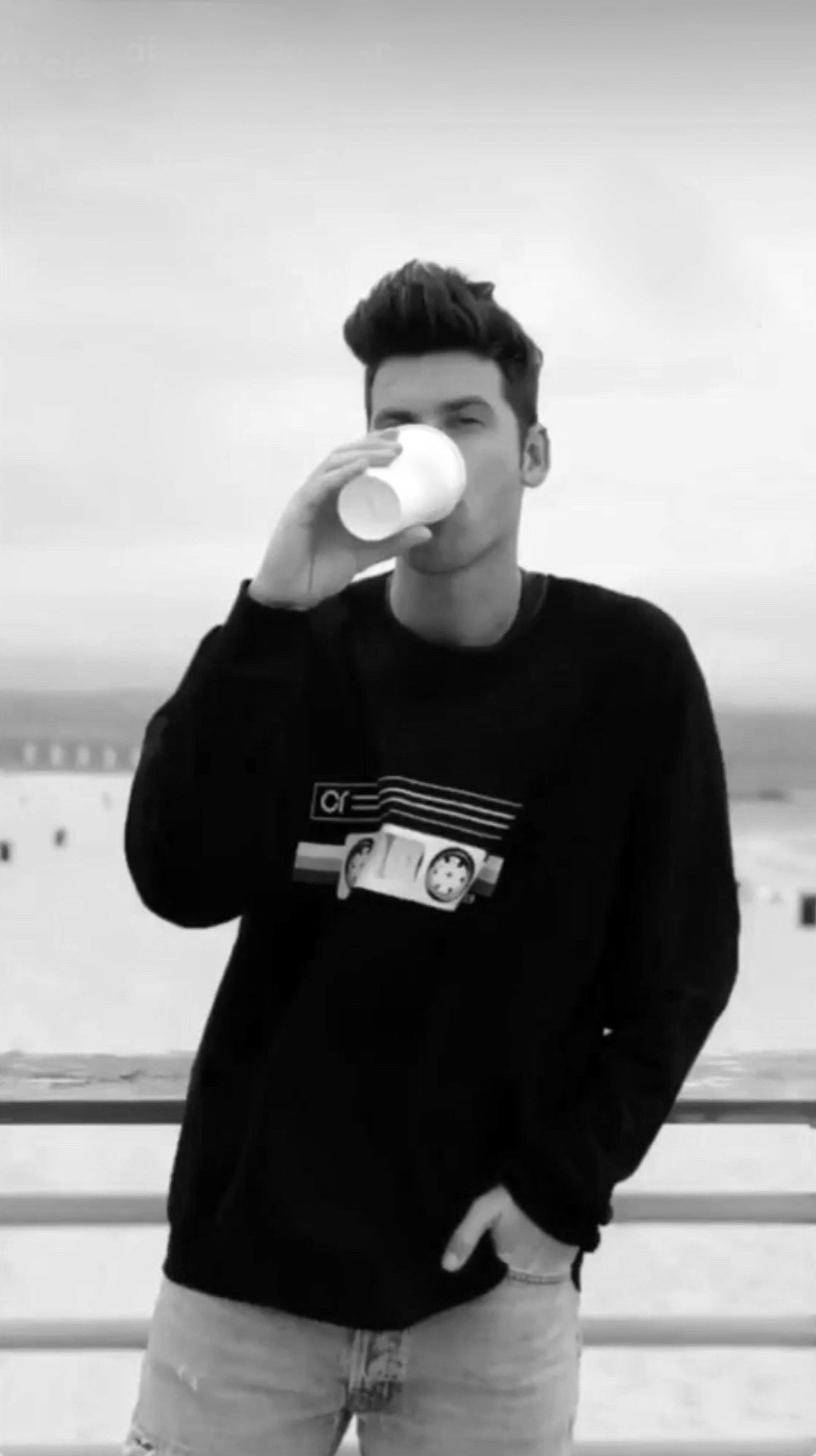Singer & Actor Camden Williams Wearing the 'mix tape sweater.'
