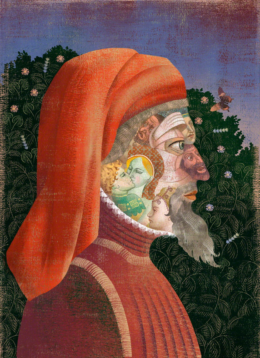 Geoffrey Chaucer portrait (cover art), The Canterbury Tales, Black Cat Publishing