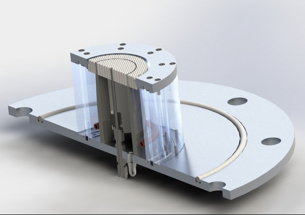 Section view of burner with cooling passages exposed