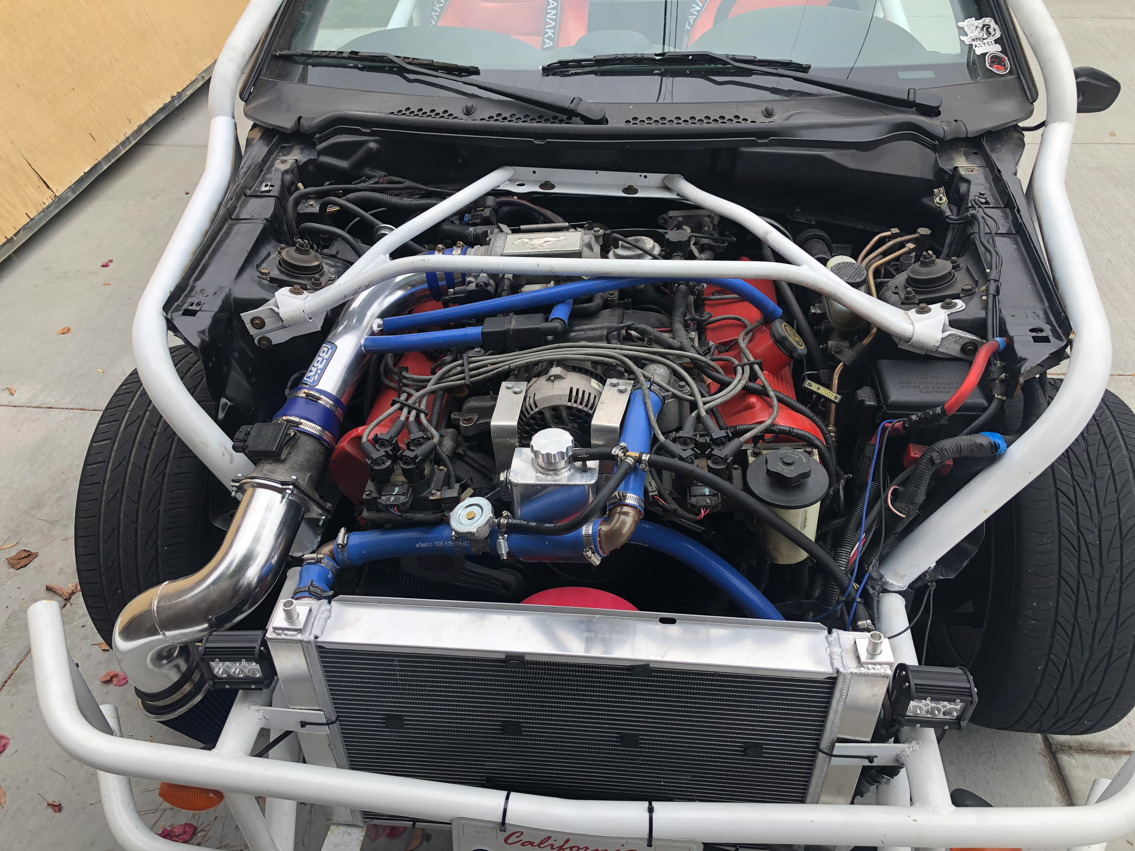 Radiator, brake lines, and engine modifications made
