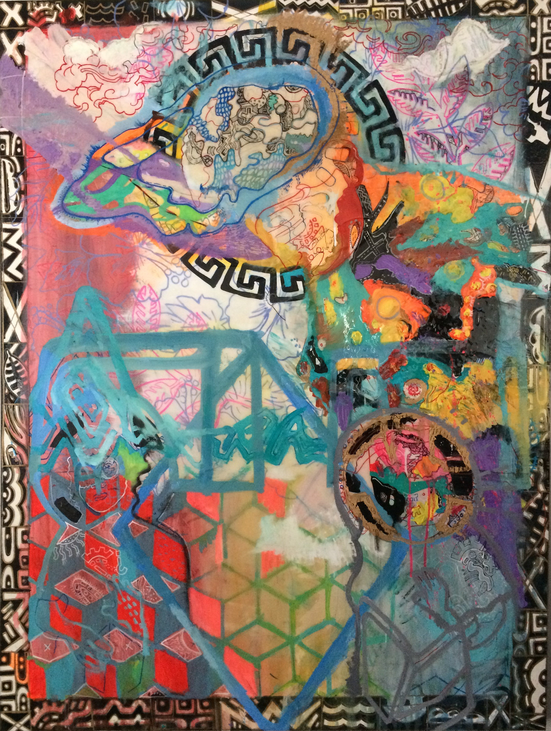 Visions of St. John - 2018 - 5x4' - acrylic, oil, and spray paint on canvas