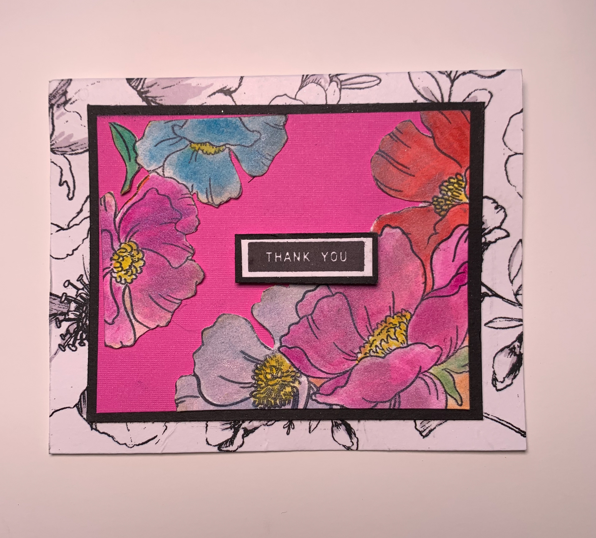 Washi Tape, Stamp and hand colored card. 