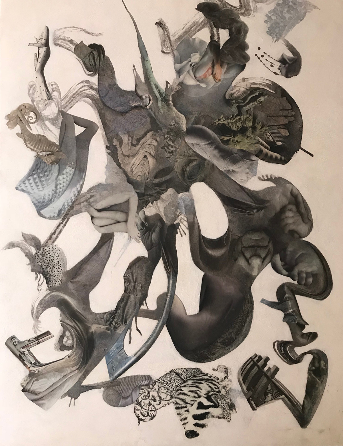 davidmball “Untitled Abstract IV”, 36”x48”, collage, acrylic, colored pencil on wood panel, #davidmball #available #purchase, Message me at ball.david@sbcglobal.net.
