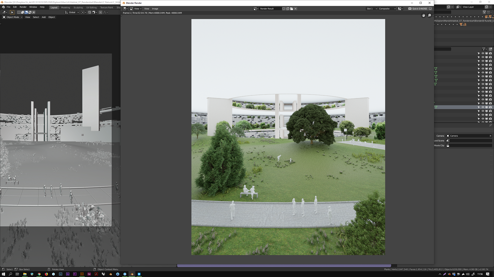 building the scene in blender