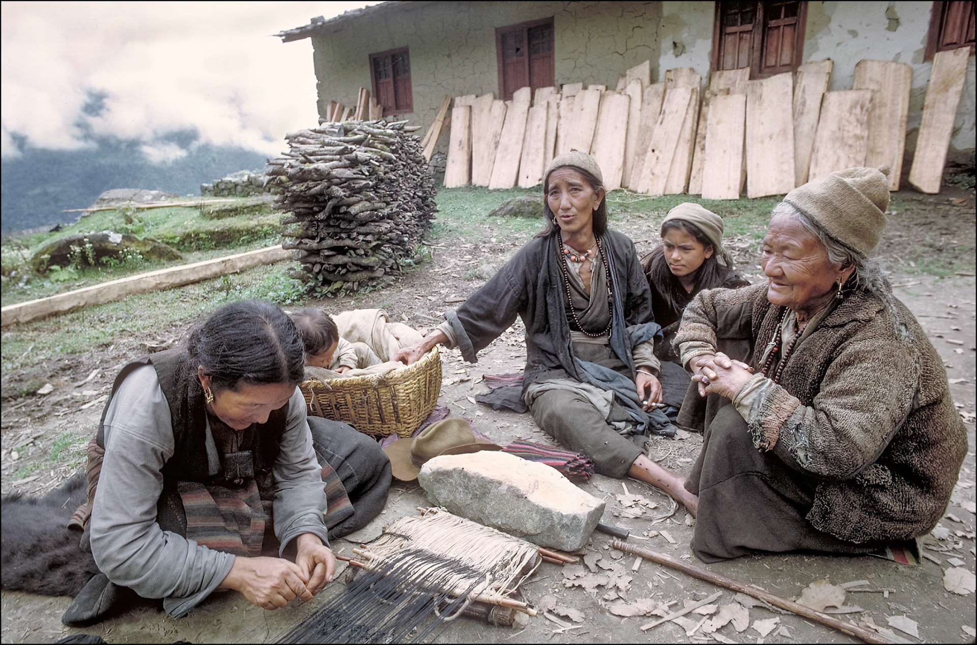 (L-R) Tille's wife and baby (Tibetan no #), Tsiring (52); Norbu Shangba (182)'s daughter?; Riki Ghale (7)