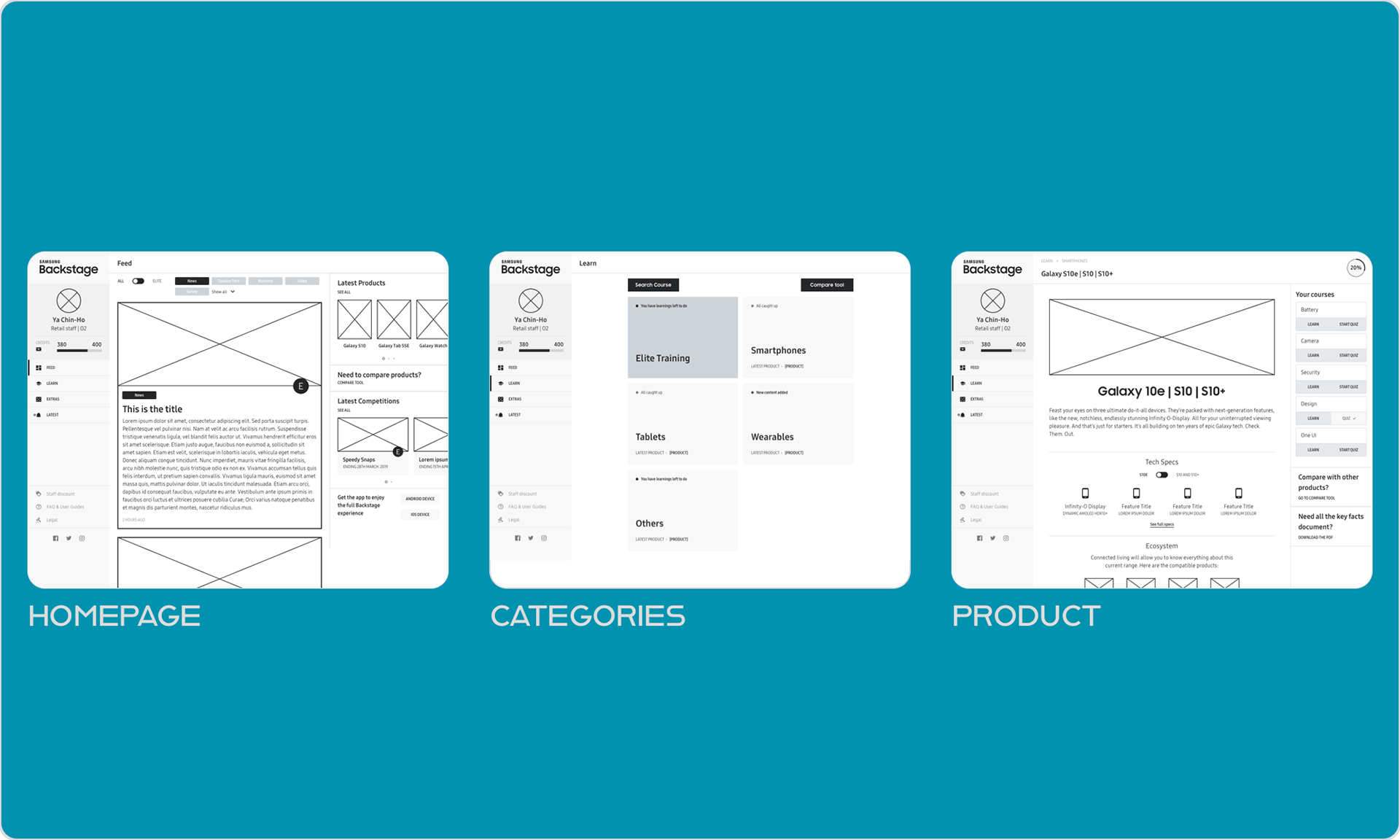 Desktop wireframes
