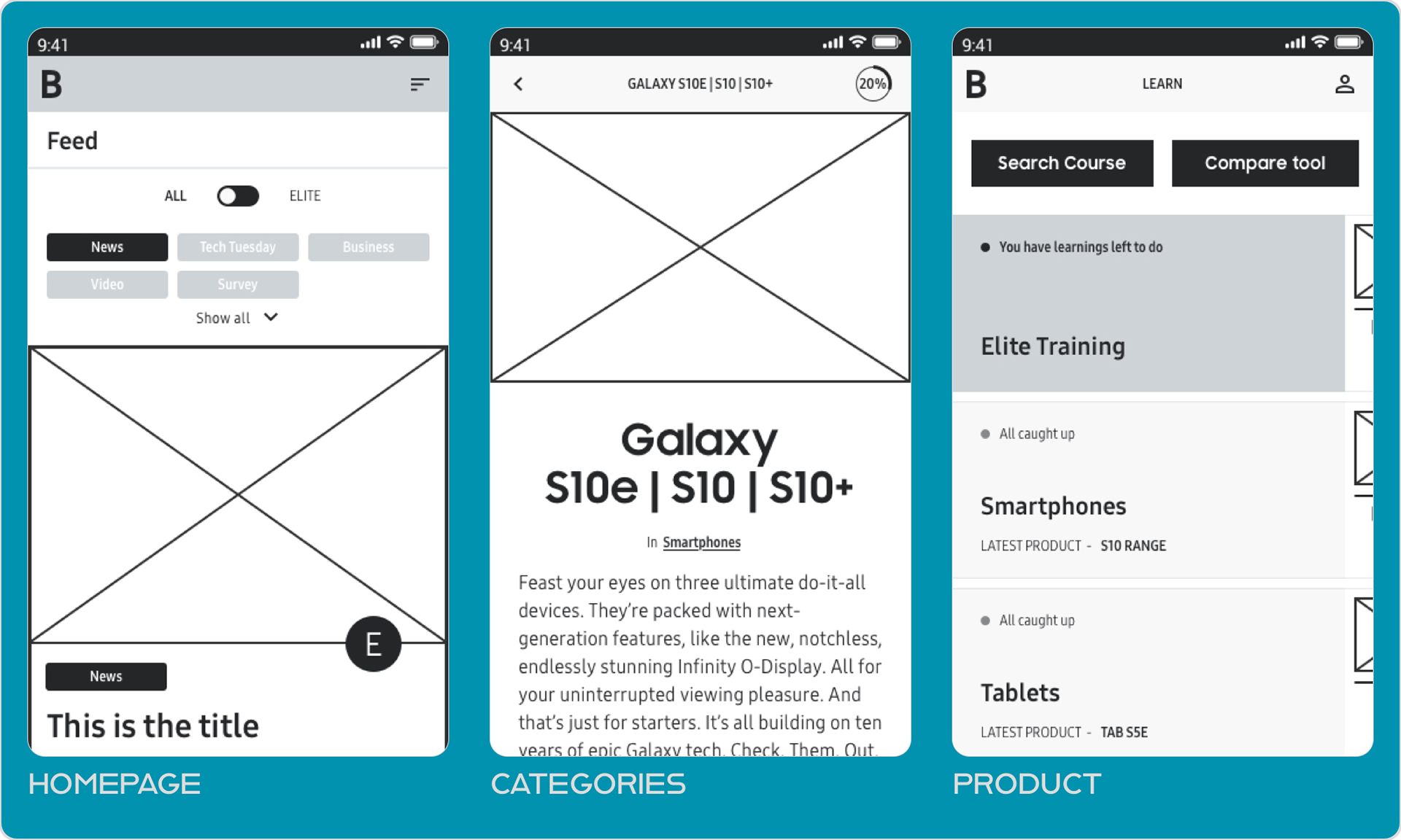 App wireframes